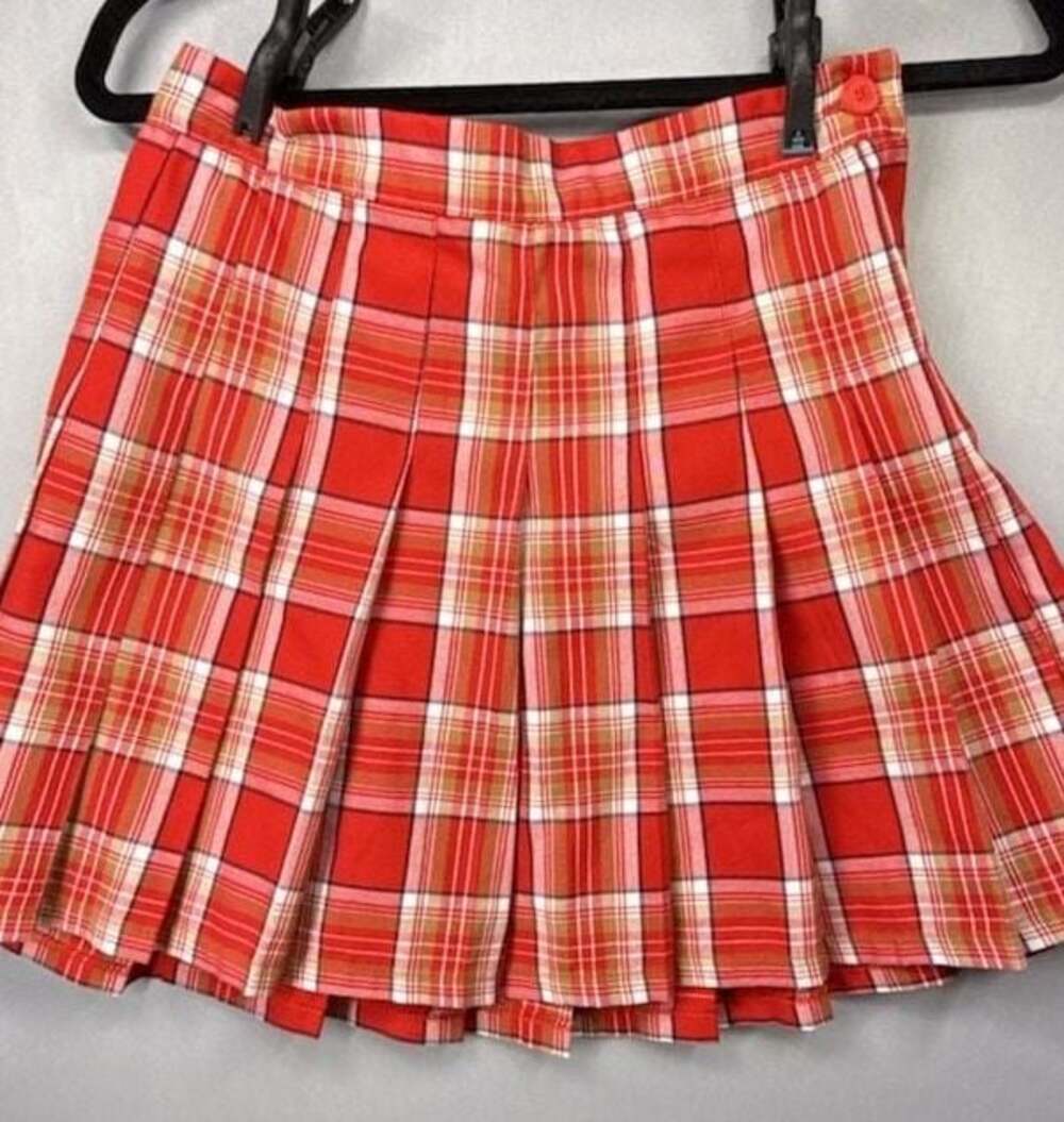Aerie Y2K Women's Red Plaid Pleated Mini Skirt Size S